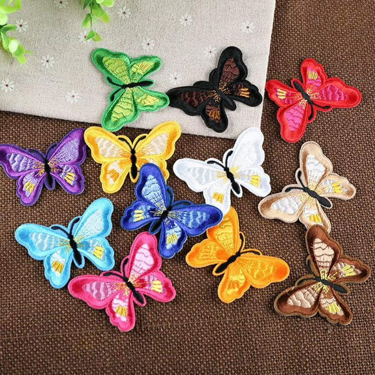 12pcs Multicolor Butterfly Iron on Patches Embroidered Motif