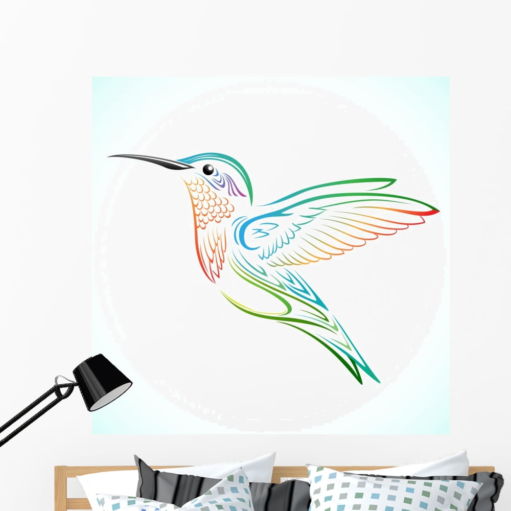 Colorful Hummingbird Wall Decal by Wallmonkeys Peel and Stick Graphic