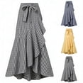 thumbnail image 5 of BUWTTER Women's Skirts Casual Plaid Maxi A Line Irregular Ruffle Hem Fishtail Long High Wasit Elegant Black Skirt L, 5 of 5