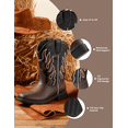 thumbnail image 7 of PatPat Size 1 Black Boys Cowboy Boots,Square Toe Mid Calf Embroidered Cowboy Boots for Big Kid Western Riding Shoes, 7 of 7