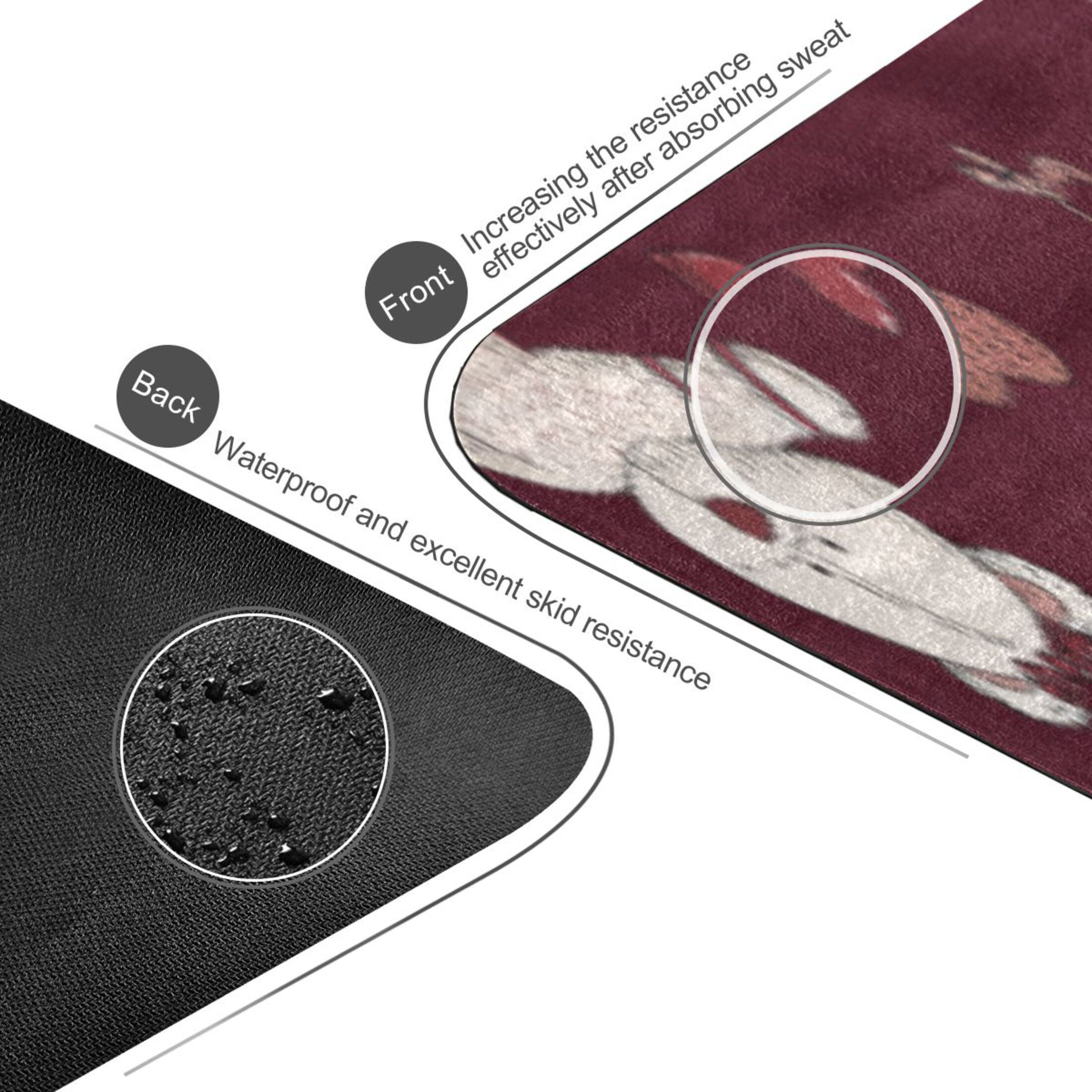 BZSMCE Yoga Mat Women Fitness Mat Burgundy Bear Heart Cuddle Pattern