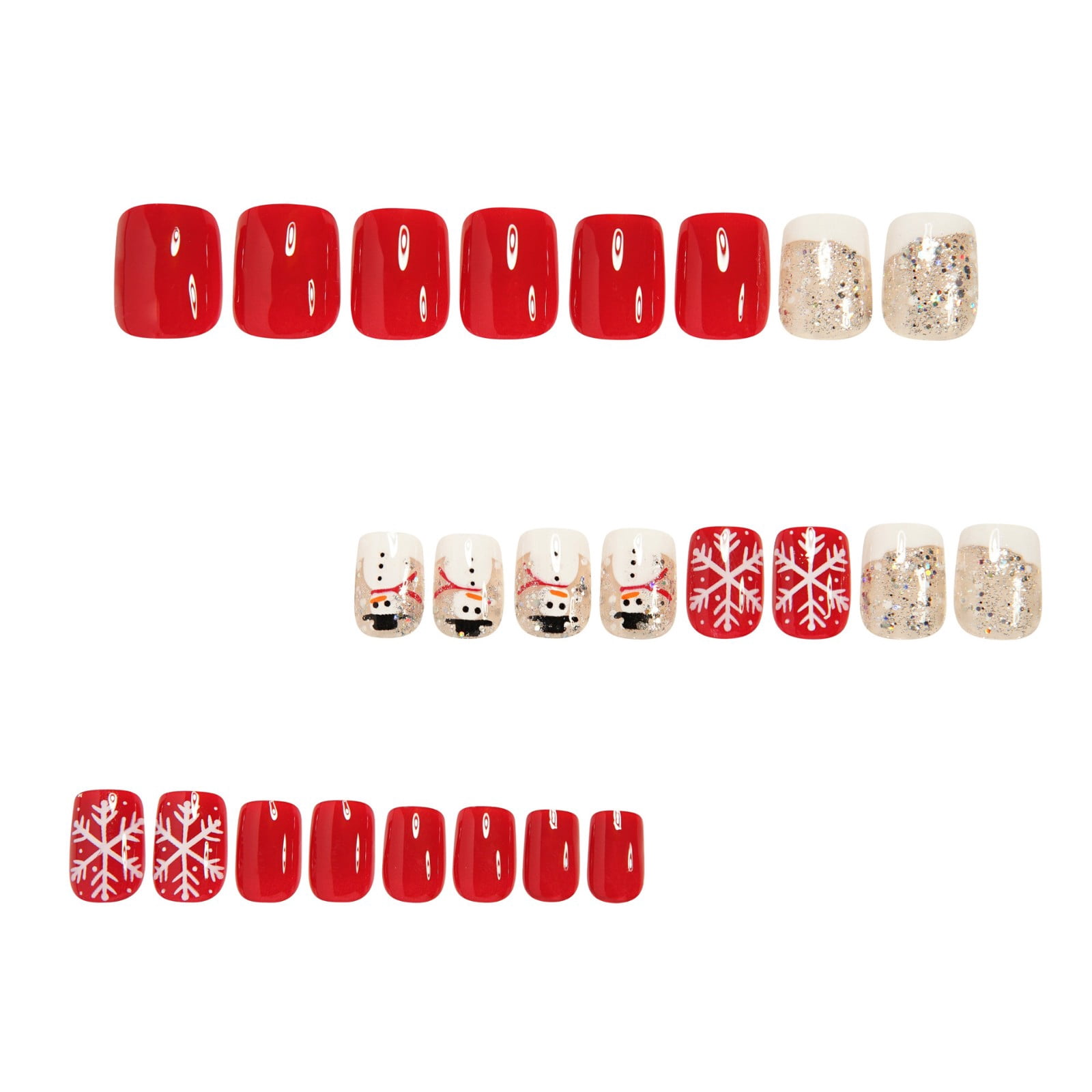 24Pcs Christmas Press On Nails Short Square – details