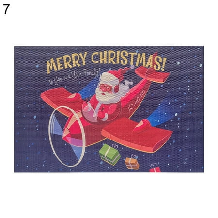 

Papaba Placemat Christmas Tree Santa Snowman Elk Kitchen Placemat Dish Bowl Cup Coaster Decor