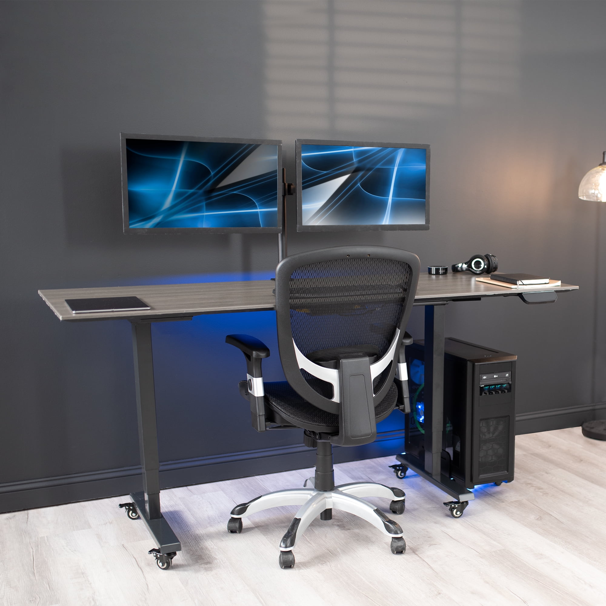VIVO Black Computer Large Desktop ATX Case, CPU Rolling Stand, Adjustable Cart