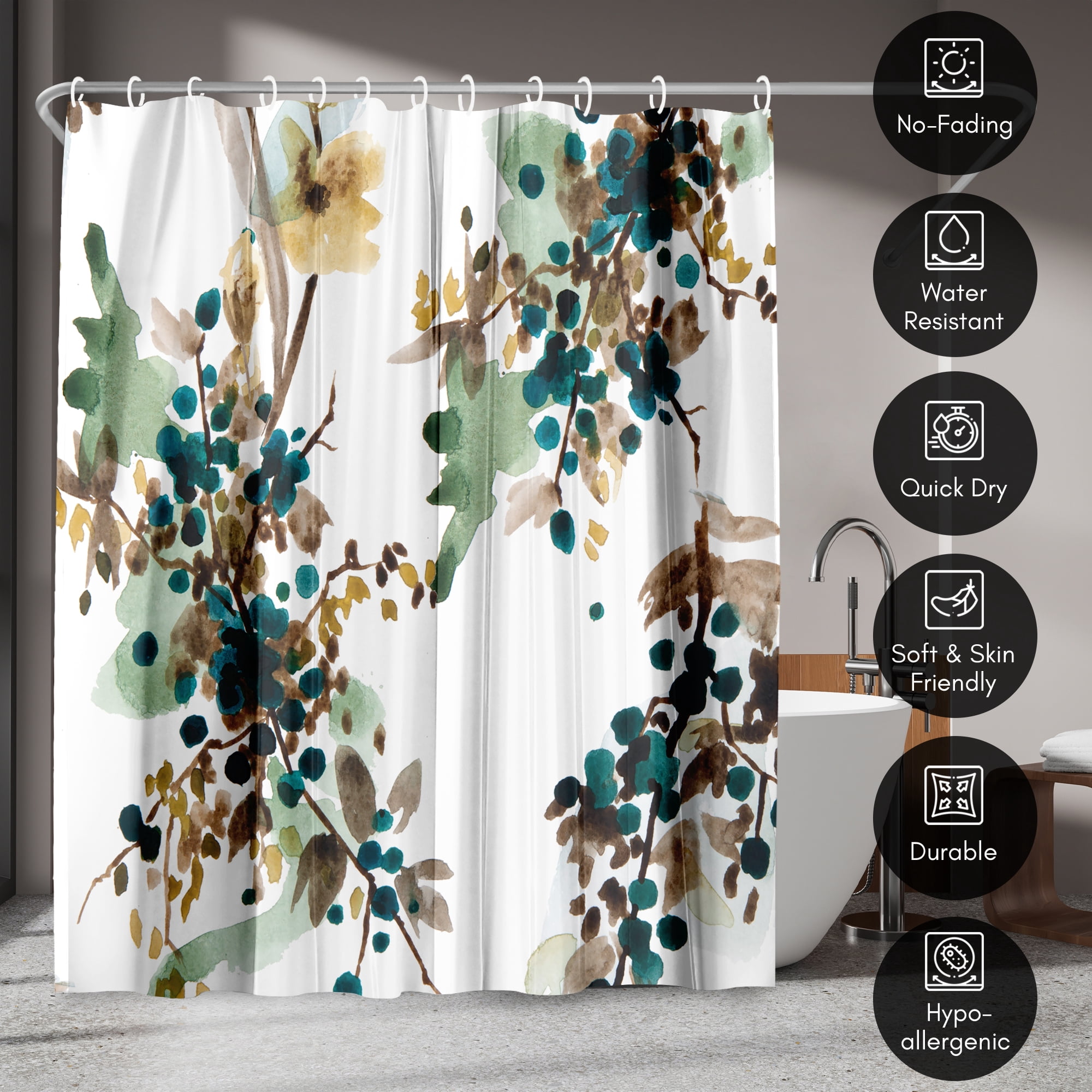 Americanflat 71" x 74" Shower Curtain, Watercolor Blueberry by New York Botanical Garden