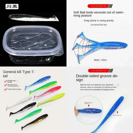 XULHAN Effective and Durable Wholesale Mandarin Fish Lure - 100pcs/box Artificial PVA T Tail Soft Bait Fishing Tackle Bait - 5.5cm Fishing Worm Lure for Anglers