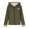 thumbnail image 4 of XPMWRP Women's Heart Pattern Print Hooded Fleece Jacket Oversized Solid Color Zip Coat Fall Winter Warm Long Sleeve Loose Jacket with Pockets Green L, 4 of 8