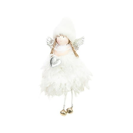 

ZTTD Christmas Decorations Creative Cute Mini Feather Bell Angel Pendant A