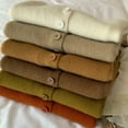 thumbnail image 4 of Women Short Vest Fall Winter Women Vest V Neck Button-down Solid Color Loose Knitted Thick Keep Warm Sweater Top Single-breasted Vest Sweater, 4 of 5