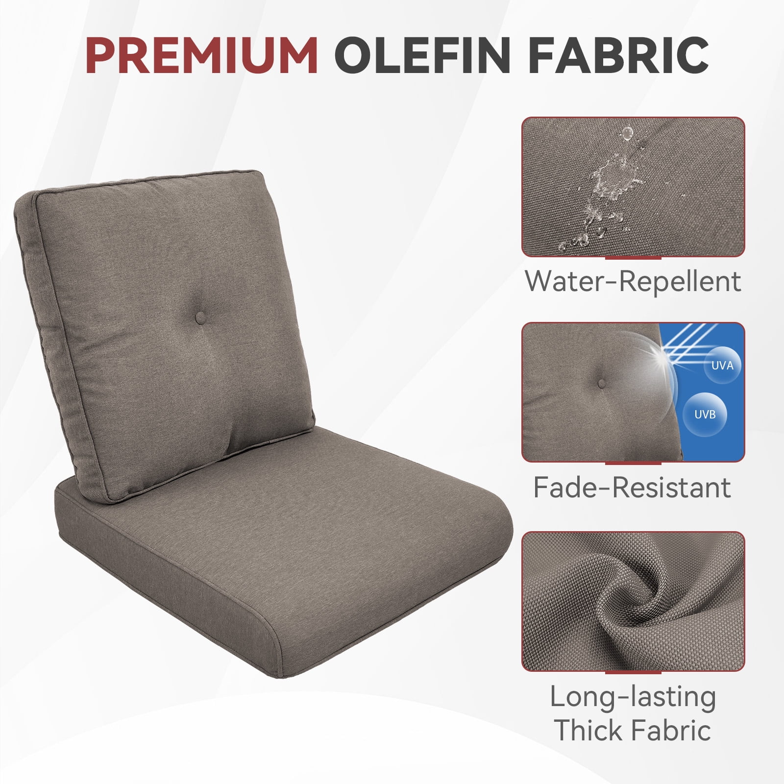 Planntonneo Outdoor Wicker Furniture Cushion Set, 25 x 22 x 4 Deep Seat Patio Chair Cushions, Dark Grey, 2 Sets