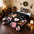 thumbnail image 2 of Manfei Gingerbread Twin Comforter Sets Christmas Bedding Set, Purple Pink 2-Pieces 1 Comforter and 1 Pillowcase, Black Reversible, 2 of 6