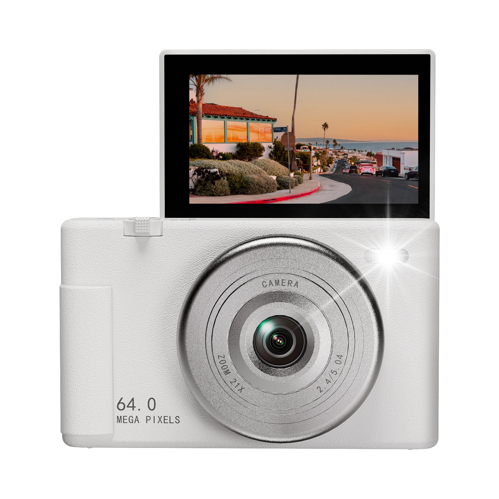 Yintiny 2K Digital Camera 16X Digital Zoom Compact Point and Shoot Camera Portable Camera White
