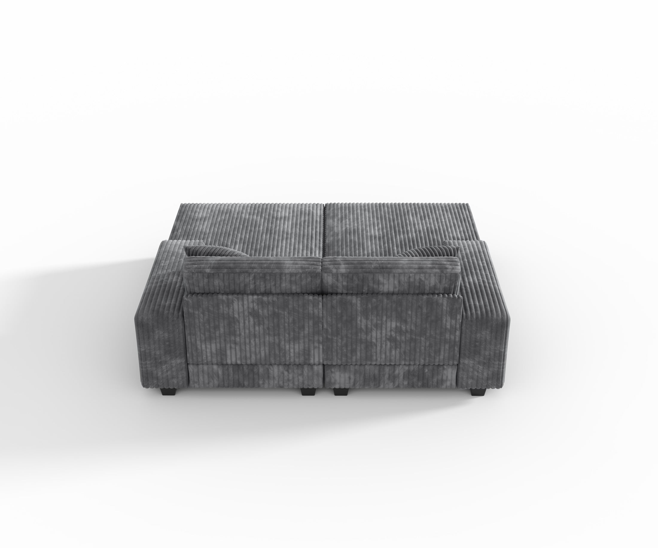 Aukfa 79.5" Oversized Double Chaise Lounges Sofa, Plush Corduroy Sectional with Storage Armrests, Memory Foam Loveseat Sleeper Sofa Couch for Living Room/Bedroom, Gray