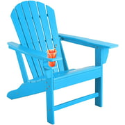Increkid Adirondack Chair W/ Cup Holder Weather Resistant Outdoor Patio Chair