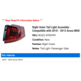 thumbnail image 2 of Right Outer Tail Light Assembly - Compatible with 2010 - 2013 Acura MDX 2011 2012, 2 of 2