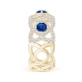 thumbnail image 3 of ANGARA Natural Art Deco Style Sapphire & Diamond Floral Anniversary Ring in 14K Yellow Gold for Women (Size-2.7mm) | September Birthstone, Anniversary, Jewelry Gift for Women | Natural Sapphire Ring, 3 of 9