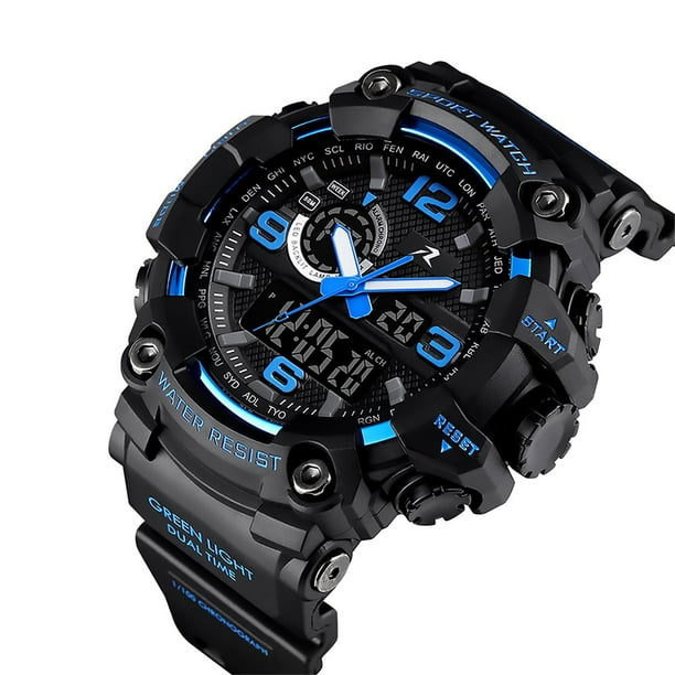 Reloj Digital y Analogo Redlemon Deportivo y Militar 3 Pantallas Luz Contra Agua Hora Fecha 1520