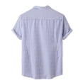 thumbnail image 4 of Camisas Casuales Para Hombre Camisa informal para hombre, camisa con estampado de rayas, camisa de manga corta con cuello vuelto de un solo pecho, Tops sueltos de (Blue, XL), 4 of 6
