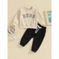 thumbnail image 3 of Fall Winter Baby Boy Clothes Infant Outfit 6M 12M 18M 24M 3Y Letter Print Sweatshirt Pants 2Pcs Sweatsuit Boys Clothiing Set, 3 of 10