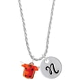 thumbnail image 1 of Delight Jewelry Resin Longhorn Silvertone Script Initial Disc - N - Charm Necklace, 20"+3", 1 of 4