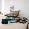 thumbnail image 5 of Feelyou Brown Wooden Plank Bedding Comforter Set 7 Pieces, Retro Western Lake House Full Bedding Set, Rustic Dandelion Reversible Fitted Sheet Flat Sheet, Breathable Home Decor, 5 of 7