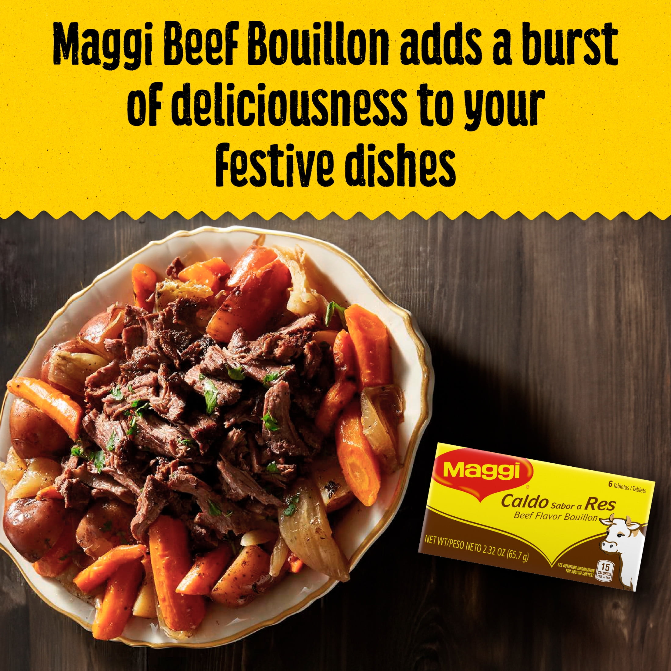 (48 pack) Maggi Caldo Sabor A Res Beef Flavor Bouillon Cubes, Beef Bouillon, Soup Seasoning, 6-CT 2.32 oz
