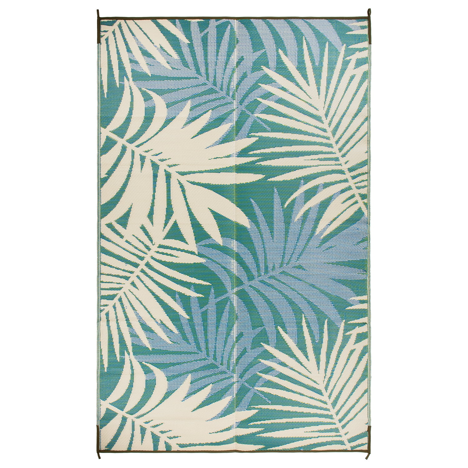 World Rug Gallery Floral Modern Reversible Plastic Indoor and Outdoor Picnic Mat, Camping Rug, RV Rug - GREEN - 9'x18'