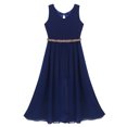 thumbnail image 3 of Fldy Kids Girls Sleeveless Flower Girls Dress V-neck Chiffon Dresses Rhinestone Ballet Princess Navy_Blue 8, 3 of 7