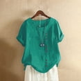 thumbnail image 2 of Women's Plus Size Linen Tunic Top Casual Boho Blouse Loose Fit Breathable Comfortable Summer T-Shirt, 2 of 2