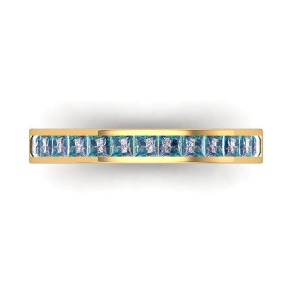 0.84 ct Brilliant Princess Cut Synthetic Moissanite 18K Yellow Gold Stackable Band SZ 9.5