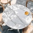 thumbnail image 2 of Marble Round Tablecloth, Fitted Table Cover with Elastic for 45"-54" Round Tables, Modern Grey White Rock Monochrome Simple Table Cloth Outdoor Indoor Dinning Party Waterproof Tablecloths, 2 of 7