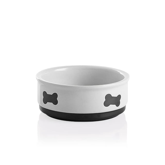 Plato de comida para perros de cerámica Sweejar Bone Pattern 480 ml (blanco)