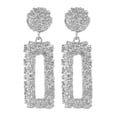 thumbnail image 2 of 1 par de pendientes de aleación de corte de oreja huecos grandes exquisitos, joyería de mujer con forma de gota de oreja rectangular Flash Plata, 2 of 9
