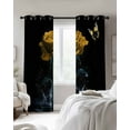 thumbnail image 3 of Yellow Roses Blackout Curtains 39 Inches Long for Bedroom, Modern Art Splash Flowers Butterfly Thermal Insulated Room Darkening Black Out Window Curtain Panels Grommet Drapes for Living Room, 3 of 8