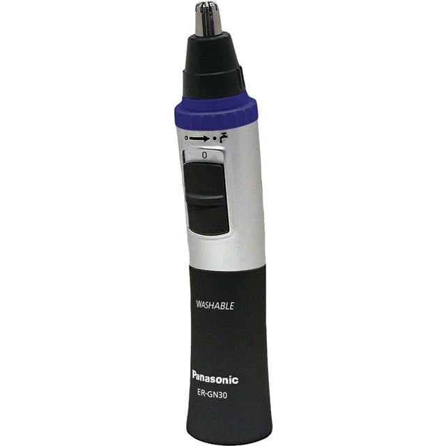 Panasonic Cortapelos de Nariz y Orejas ER-GN30-K, Recortador de Pelo para Hombres en Seco/Húmedo con Sistema de Limpieza Vortex, Funciona con Baterías