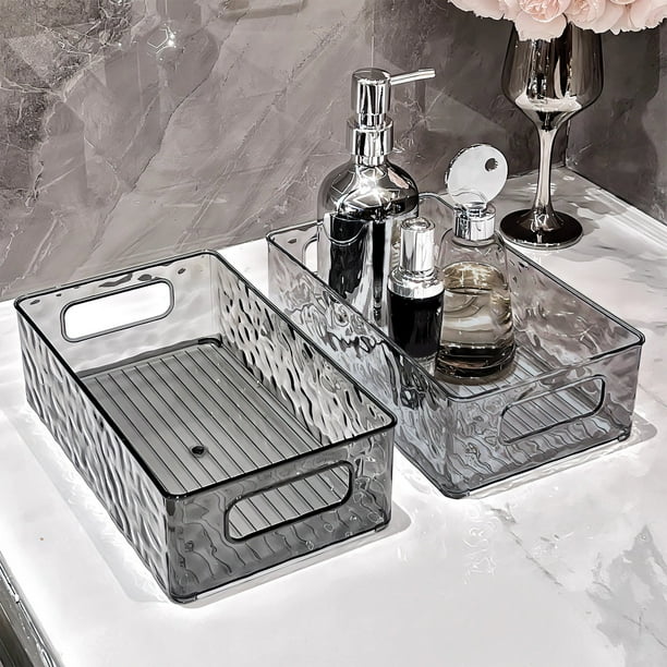 Caja de Almacenamiento con Diseño de Glaciar, Organizador de Cosméticos de Escritorio para Baño de Gran Valor, Cesta de Almacenamiento de Plástico con Asa.