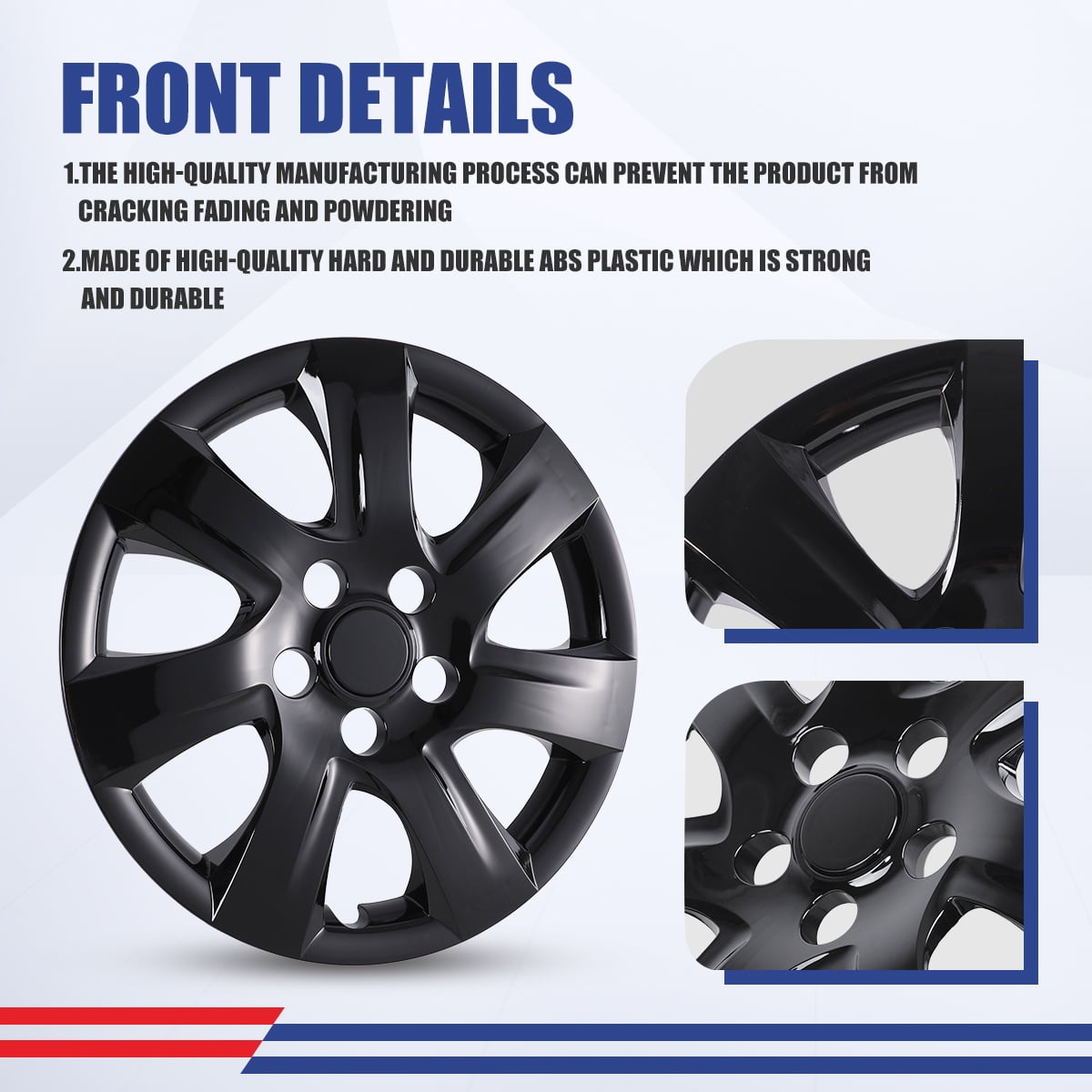 16" Set Of 4 Hubcaps Wheel Rims Cover for 2007-2011 TOYOTA CAMRY /2007-2011 TOYOTA CAMRY HYBRID Compatible With Steel Wheels Snap On Installation(16-Inch,BLACK LACQUER)