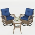 thumbnail image 6 of ELPOSUN 3 Pieces Patio Furniture Set, Outdoor Swivel Gliders Rocker, Wicker Patio Bistro Set with Rattan Rocking Chair, Glass Top Side Table and Thickened Cushions（Blue）, 6 of 8