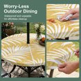 thumbnail image 5 of Round Outdoor Tablecloth with Umbrella Hole and Zipper, Palm Leaves Yellow Tablecloth with Elastic Waterproof, Summer Botanical Coastal Tropical Patio Table Covers for 31" - 35" Picnic Pool Tables, 5 of 9