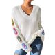 thumbnail image 1 of Suéteres de Punto de Larga con Estampado Floral Bohemio Clásico para Mujer, Estilo Informal, para Otoño e Invierno 2025. S, 1 of 10