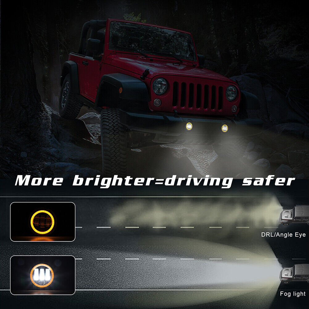 Freightliner Century White Halo Fog Lamps | Angel Eye LED Driving Light Kit By BlingLights
