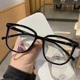 thumbnail image 3 of Large Square Frame Anti-Blue Light Glasses Fashion Retro Men Women Computer Gaming Eye Protection Classic Plain Glass Spectacles White, 3 of 6