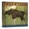 thumbnail image 1 of Global Gallery's 'Take a Swim Moose' By Ryan Fowler Stretched Canvas Wall Art, 1 of 4