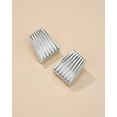 thumbnail image 5 of PRIYAL Gold Chunky Statement Earrings for Women by SNGIA, Small Handmade Trendy Stud Ribbed Jewelry Gifts, Rectangle Huggies Fashion Button Accessories, 5 of 9