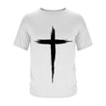 thumbnail image 4 of Men's Quick-Dry Cross Graphic T-Shirt with Short Sleeve, 4-Way Stretch Athletic Workout Tee, Polyester-Spandex Fabric White, 4 of 5