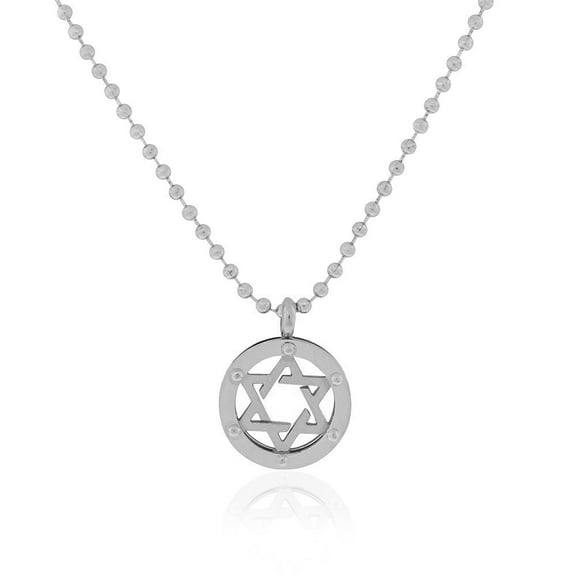 Stainless Steel Silver-Tone Jewish Star of David Mens Pendant Necklace, 24"