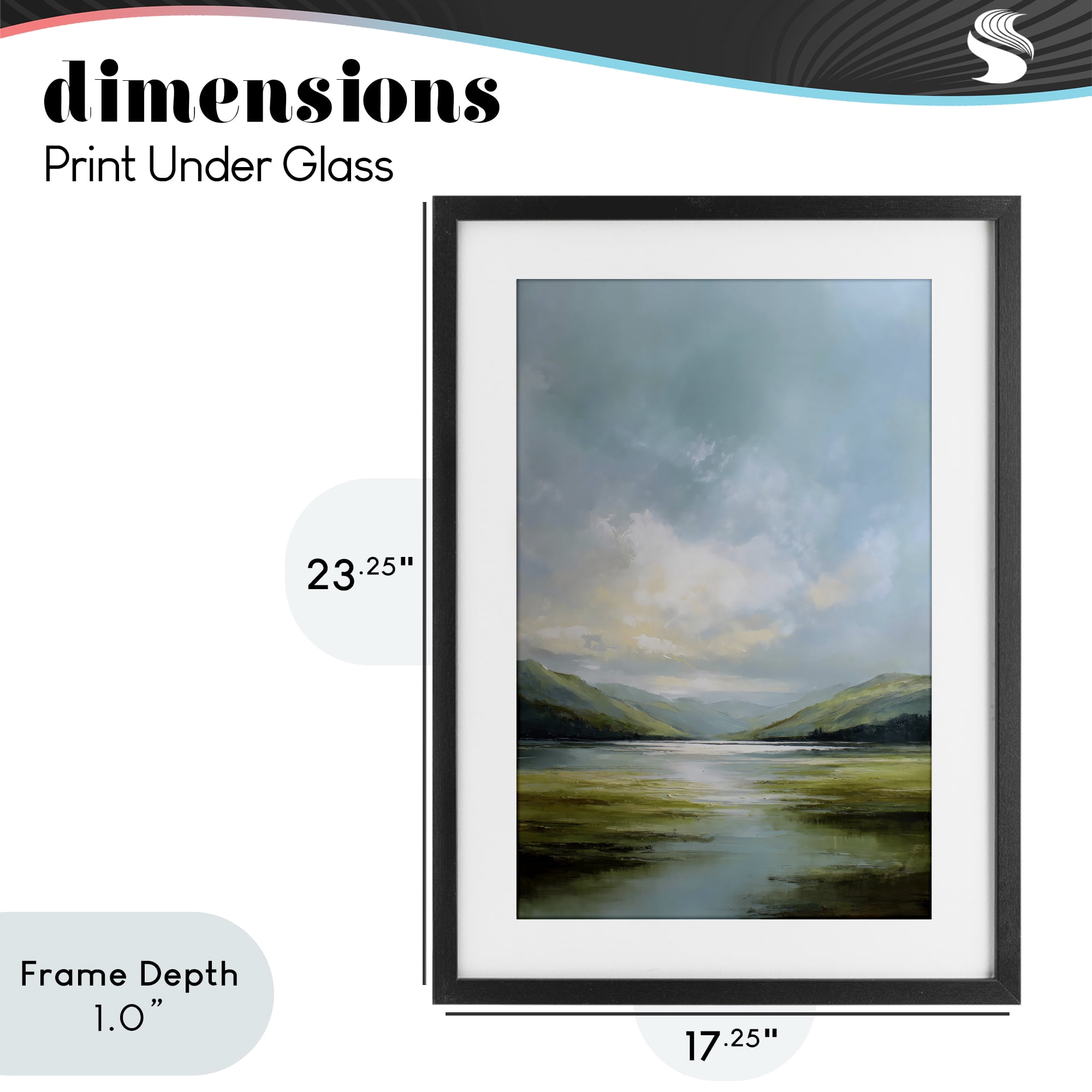 Stupell Industries Here Comes Sun over Valley Black Framed Print Under Glass, design by Petal Prints Design