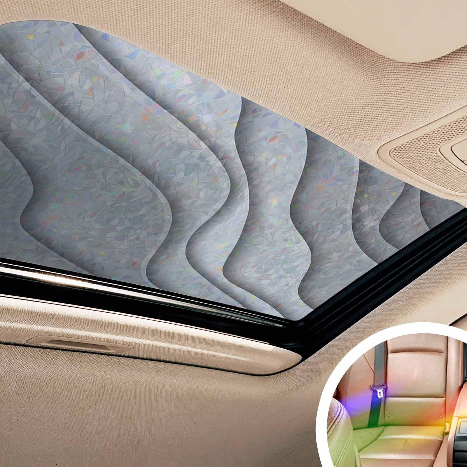 Black Grey Ombre Window Privacy Film Stain Glass,Reusable Decorative Rainbow Window Film,Modern Geometric Abstract Aesthetic Cream Static Cling Sun Blocking Stickers Decals Covers 23.6" x 59" (2pcs)