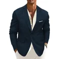 thumbnail image 3 of Trajes casuales para hombre, chaqueta deportiva de lino, chaqueta individual, solapa con muescas, traje masculino para verano, playa, vestidos de boda, fiesta, disfraces de lino, 3 of 5