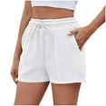thumbnail image 4 of Mlzmgr Linen Shorts for Women Drawstring Elastic Waisted 5" Shorts Summer Beach Casual Shorts, 4 of 4